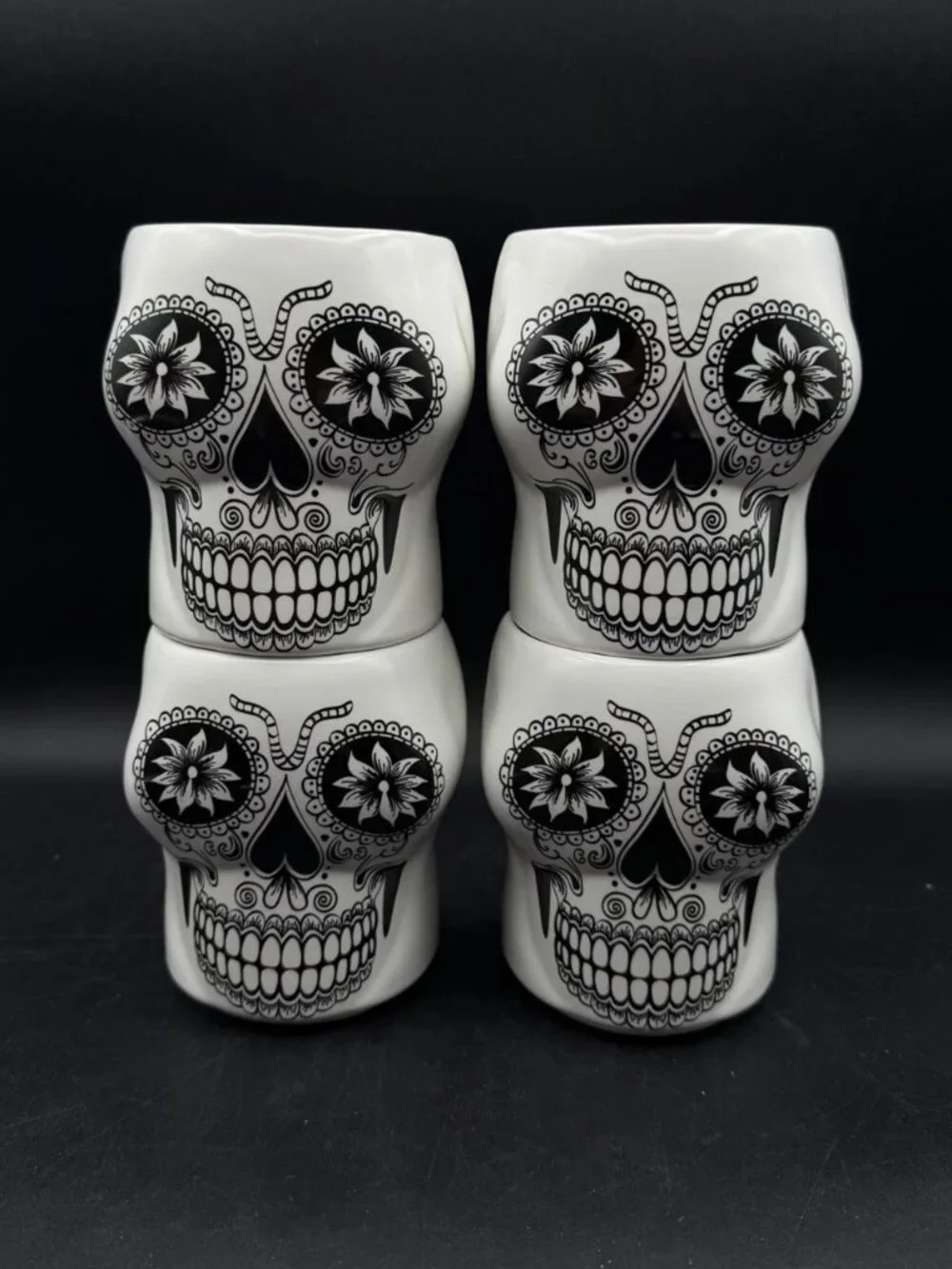 Don Julio Tequila Sugar Skull Mugs Cups Ceramic Day Of The Dead LOT 4